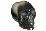 Polished Banded Agate Skull with Quartz Crystal Pocket #148103-1